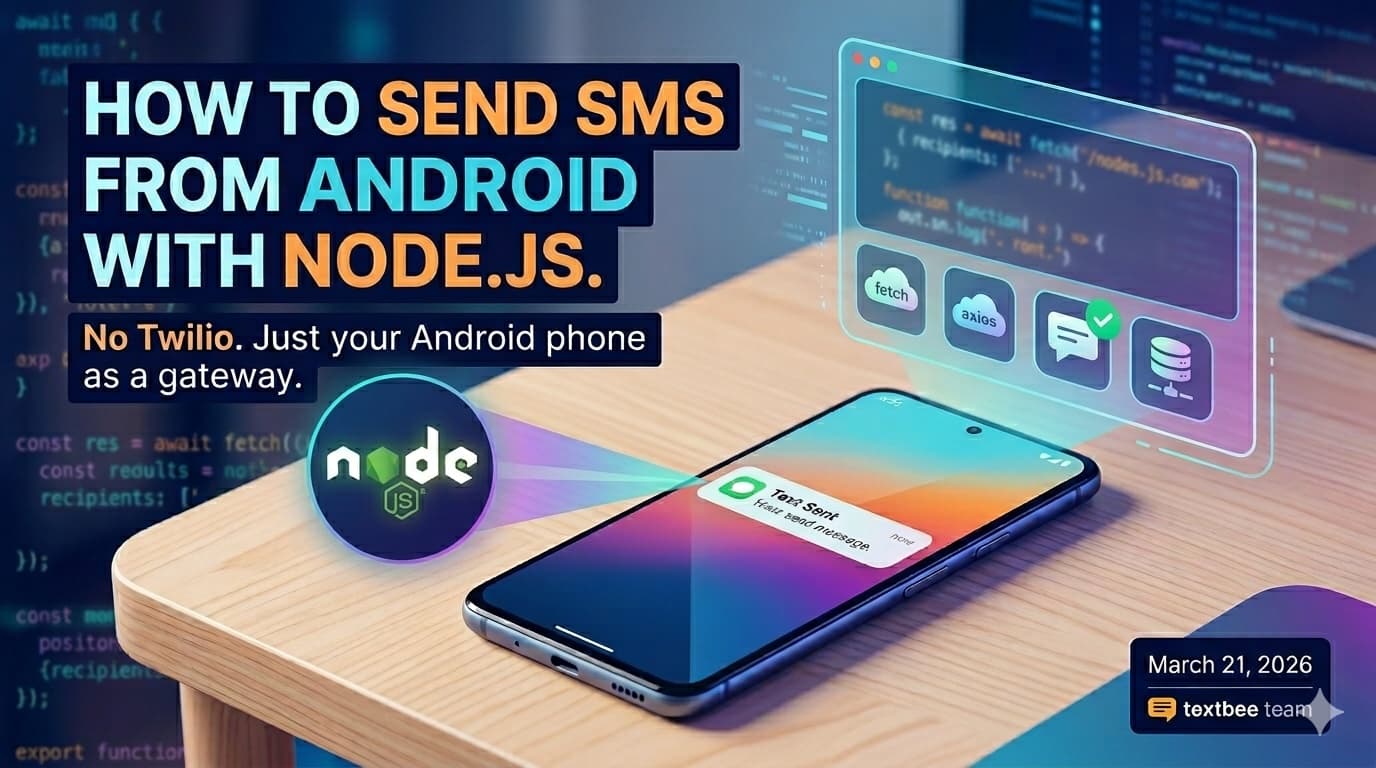 Send SMS from Node.js: No Twilio, Just Your Android Phone