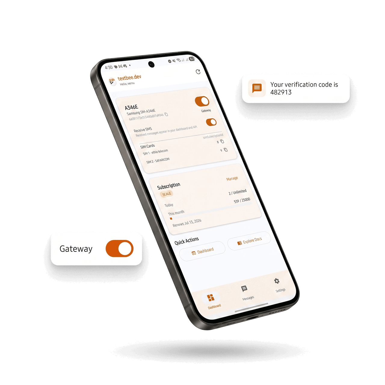 textbee Android SMS gateway app sending messages